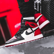 耐克（NIKE）AIR JORDAN 1男女鞋情侶款A(yù)J1高幫籃球鞋 575441-555088-610黑紅腳趾 40.5