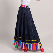 尚簡(jiǎn)紛藏族舞蹈漢服演出大擺裙女廣場(chǎng)舞少數民族練習練功半身裙表演裙子 寶180藏青長(cháng)裙 95身高165-169