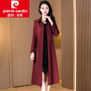 皮爾卡丹（pierre cardin）女裝風(fēng)衣外套女中長(zhǎng)款2025年新款氣質(zhì)名媛單層喜婆婆春秋大衣新品 玫紅色 4XL