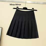 蜜莎蜜拉（Mirza Mirror）百褶裙女學生a字顯瘦高個子傘裙秋冬加厚半身短裙園服JK短裙春秋 黑色（短款秋冬） M
