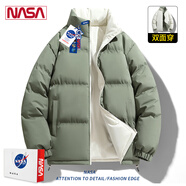 NASA RHUDE秋季外套男裝情侶裝休閑夾克男秋冬棒球服潮流男士春秋款衣服男 5878棉衣綠色(雙面穿) 3XL