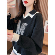 皮爾卡丹（pierre cardin）輕奢衛衣女春秋款2023新款新款春秋季小個(gè)子寬松薄款上衣外套 黑色 XL 適合136-165斤