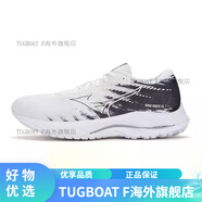 美津濃（MIZUNO）男女慢跑鞋透氣耐磨大V鞋跑步鞋WAVE RIDER26 01白色黑色 40.5