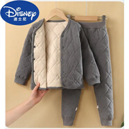 迪士尼品牌童裝校服神器580G綿羊毛兒童冬季棉襖棉褲男童女童保暖內衣套 灰校服神器套裝 140