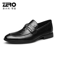 零度皮鞋 男士鱷魚紋商務(wù)休閑鞋英倫真皮一腳蹬懶人樂(lè)福鞋 B13168黑色 38