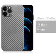 麥麥米適用iPhone 12 Pro Max手機殼碳纖維紋蘋(píng)果12pro超薄透明保護套凱夫拉紋創(chuàng  )意男 iPhone 12 Pro Max【6.7】透白色