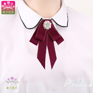 梔子花開 職業(yè)領(lǐng)結(jié)領(lǐng)花飄帶蝴蝶結(jié)銀行酒店女士演出商務(wù)裝飾襯衫衣領(lǐng)配飾 領(lǐng)花-短款紅色六珍珠-別針款