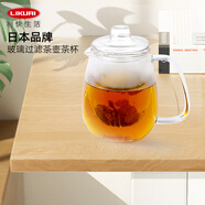 利快 Aderia玻璃杯日本品牌耐熱玻璃單把手可清洗茶杯透明日式簡約 透明 720ml