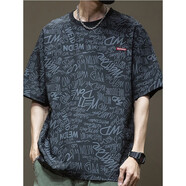 羅蒙（ROMON）冰絲短袖T恤男2024夏季新款寬松五分袖男士速干胖子大碼半袖體恤 A281黑色冰絲 L 體重125-145斤