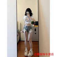 風(fēng)曉薇大碼歐美風(fēng)vibe破洞牛仔短褲女夏季辣妹高腰設(shè)計(jì)感A字毛邊熱褲子 復(fù)古色【版】 L 【建議105-120斤】