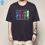牧獸 jojo的奇妙冒險東方仗助T恤潮米斯達(dá)短袖戰(zhàn)車衣服jojoT恤周邊202 黑色 1713 銀色戰(zhàn)車 S
