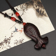 覓馨木魚(yú)項(xiàng)鏈吊墜女木質(zhì)文藝復(fù)古毛衣鏈掛件棉麻配飾休閑民族風(fēng) 6.5翹尾魚(yú)簡(jiǎn)單款 一顆紅瑪瑙