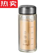 吉遙雙層玻璃杯帶刻度中藥杯泡茶杯個(gè)人專用水杯微波爐可加熱牛奶 雙層玻璃(300ml)【可微波加熱】