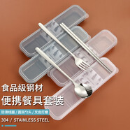 CTRLEND夏天西瓜勺子高顏值家用湯勺喂飯勺學(xué)生吃飯勺子筷子便攜套裝 不銹鋼兩件套【筷子+勺子】