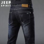 JEEP SPIRIT吉普牛仔褲男春夏季韓版潮流褲子男士直筒修身男褲 藍(lán)黑 30