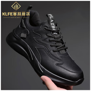 客林菲爾秋冬季新款男士皮鞋運動(dòng)休閑板鞋男韓版厚底跑步鞋旅游潮鞋子男 ZH20013黑色_[好看的支撐力好的走路散步] 38碼-[適合秋季冬季秋天冬天秋冬款穿的鞋子]