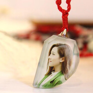 照片定制水晶項鏈DIY刻字吊墜寶寶孩子走丟掛牌送男女友情侶禮物 月牙右一張照片