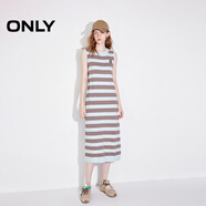 ONLY2025秋季新款休閑風(fēng)百搭彈力條紋長(cháng)裙針織連衣裙女|125146004 C41 九牧藍色 M