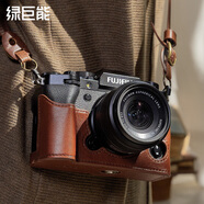 綠巨能（llano）相機真皮肩帶復(fù)古真皮適用微單富士xt5/xt4/xs10/xt30/x100v掛繩掛脖帶油蠟皮/棕色