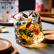 INSCRIPTION 酒吧旋轉(zhuǎn)底座水晶威士忌洋酒杯 搖搖解壓玻璃杯啤酒杯飲料杯子 鉆石款