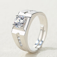 戚小米戒指男士開(kāi)口單身食指戒結婚求婚戒指婚禮現場(chǎng)訂婚儀式送男朋友 白晶戒指