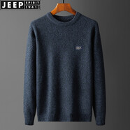 JEEP SPIRIT吉普毛衣男秋冬新款針織衫男士圓領(lǐng)休閑套qh 深藍(lán)23款 常規(guī) M -170 適合120-135斤