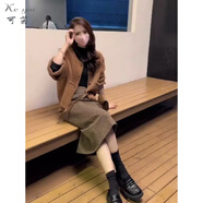 可茵（Keyin）小香風(fēng)連衣裙套裝女2025年秋冬新款美拉德穿搭針織毛衣外套裙子女 半身裙 XL