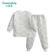 小青龍 內衣秋裝新款兒童內衣套裝卡通滿(mǎn)花保暖圓領(lǐng)夾棉加厚保暖套 小星星（男寶寶） 160 (建議150-160cm)