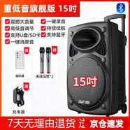 先科廣場舞音響專業(yè)戶外k歌音箱帶話筒家用拉桿藍牙手拉麥克風 15吋+雙話筒
