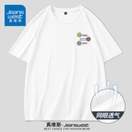 真維斯（JEANSWEST）冰絲短袖t恤男士夏季新款網(wǎng)眼透氣運動休閑半袖上衣服男裝百搭 白色 紅黃綠笑臉_K M