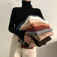 麥叢高領(lǐng)毛衣女秋冬新款韓版百搭修身加厚色針織打底衫洋氣內(nèi)搭上衣 6622黑色 均碼建議75-120斤左右