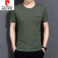 皮爾卡丹（pierre cardin）短袖T恤男2023新款圓領爸爸裝中青年速干夏裝冰絲夏季休閑男裝 883綠色 170
