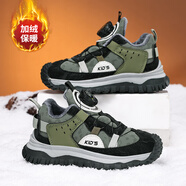 德爾惠德爾惠男童鞋子秋冬款皮面防水男孩運(yùn)動(dòng)鞋冬季加絨保暖兒童二棉鞋 綠色加絨 32碼 內(nèi)長(zhǎng)21.0CM