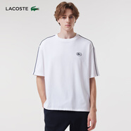 LACOSTE法國鱷魚(yú)男裝簡(jiǎn)約休閑版型撞色輯線(xiàn)設計圓領(lǐng)棉質(zhì)T恤|TH3764 001/白色 L 5 180