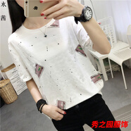 范哲莎【精選夏季新品】衣服女夏天的女裝夏裝新款潮上衣女短袖T恤學生 6206紅色方塊-體桖衫女 M -體桖衫女
