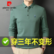 皮爾卡丹（pierre cardin）【5萬(wàn)+已加購(gòu)】高端長(zhǎng)袖t恤男士中年商務(wù)休閑上衣寬松翻領(lǐng)polo 衫 6618薄荷綠【冰涼透氣不起球】 M 165建議115斤以?xún)?nèi)