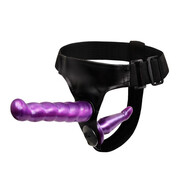 百樂(lè) 仿真陽(yáng)具雙頭女用自慰器 穿戴柔軟插男女共用同性戀拉拉褲 雙姐妹雙雄SM另外玩具成人情趣性用商品 雙響炮紫色翹頭款