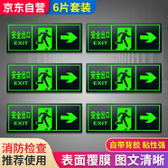 趣行安全出口右轉(zhuǎn) 6片pvc墻貼不干膠消防安全疏散逃離方向指示警示牌 