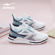 鴻星爾克（ERKE）女鞋運動鞋春夏季網(wǎng)面透氣休閑鞋學生百搭耐磨減震慢跑鞋子女 微晶白/灰綠玉色0432 35