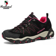 西域駱駝（VANCAMEL）新款戶(hù)外登山鞋男鞋徒步鞋網(wǎng)面戶(hù)外登山鞋透氣越野鞋旅游鞋 梅紅 黑玫紅 女 36 偏小一碼