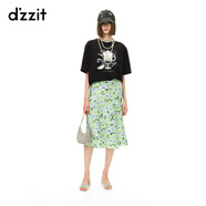 DZZIT地素半身裙春夏法式浪漫花卉印花短裙女3H2S4096P 綠色 XS