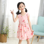 金布?。↗INBUDING）夏季女童連衣裙適合2-12歲小女孩穿的新款兒童綿綢公主裙中大童女 玫紅色 美少女 90 8碼適合建議身高65-75cm