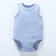 花花寶貝寶寶包屁哈衣秋冬加厚背心嬰兒童連體睡衣內穿護肚打底衫保暖純棉 麻藍(單件) 73cm