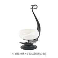馳度小吃碗大董意境菜創(chuàng  )意高檔會(huì )所飯店酒店中式餐具私房菜個(gè)性不規則小碗菜鐵藝餐具高級感特色明檔擺盤(pán)菜碗 小醉琵琶+6英寸缺角圓碗-白瓷