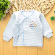 新生嬰兒衣服春秋冬純棉內(nèi)衣寶寶夾棉保暖和尚服系帶上衣0-3個月 小熊-藍色 59cm(3M 3個月內(nèi))