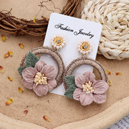 歐陽(yáng)先生歐美復古水晶花朵大圓圈耳釘長(cháng)款氣質(zhì)個(gè)性度假耳環(huán)波西米亞耳飾女 1-復古馥郁花