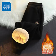 真維斯（Jeanswest）褲子男加絨加厚春秋款寬松羊羔絨長褲束腳運動冬季針織男士休閑褲 黑（ZS金獅子） 2XL 【螺紋束腳，顯高百搭】