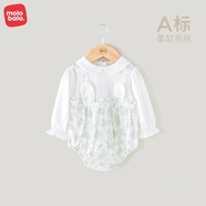 麥拉貝拉（MOLO BALO）【特價】嬰兒吊帶三角連體包屁衣夏天薄款純棉背心女寶寶夏裝 綠色碎花 73cm