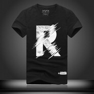 catwick 歐洲站2023新款短袖T恤男士圓領(lǐng)修身絲光棉潮流字母印花男裝t 黑色 L