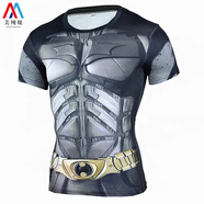 美純炫黑豹衣服 復仇者聯(lián)盟無(wú)限戰爭緊身衣服健身運動(dòng)速干上衣PRO短袖T 金腰蝙蝠俠 S